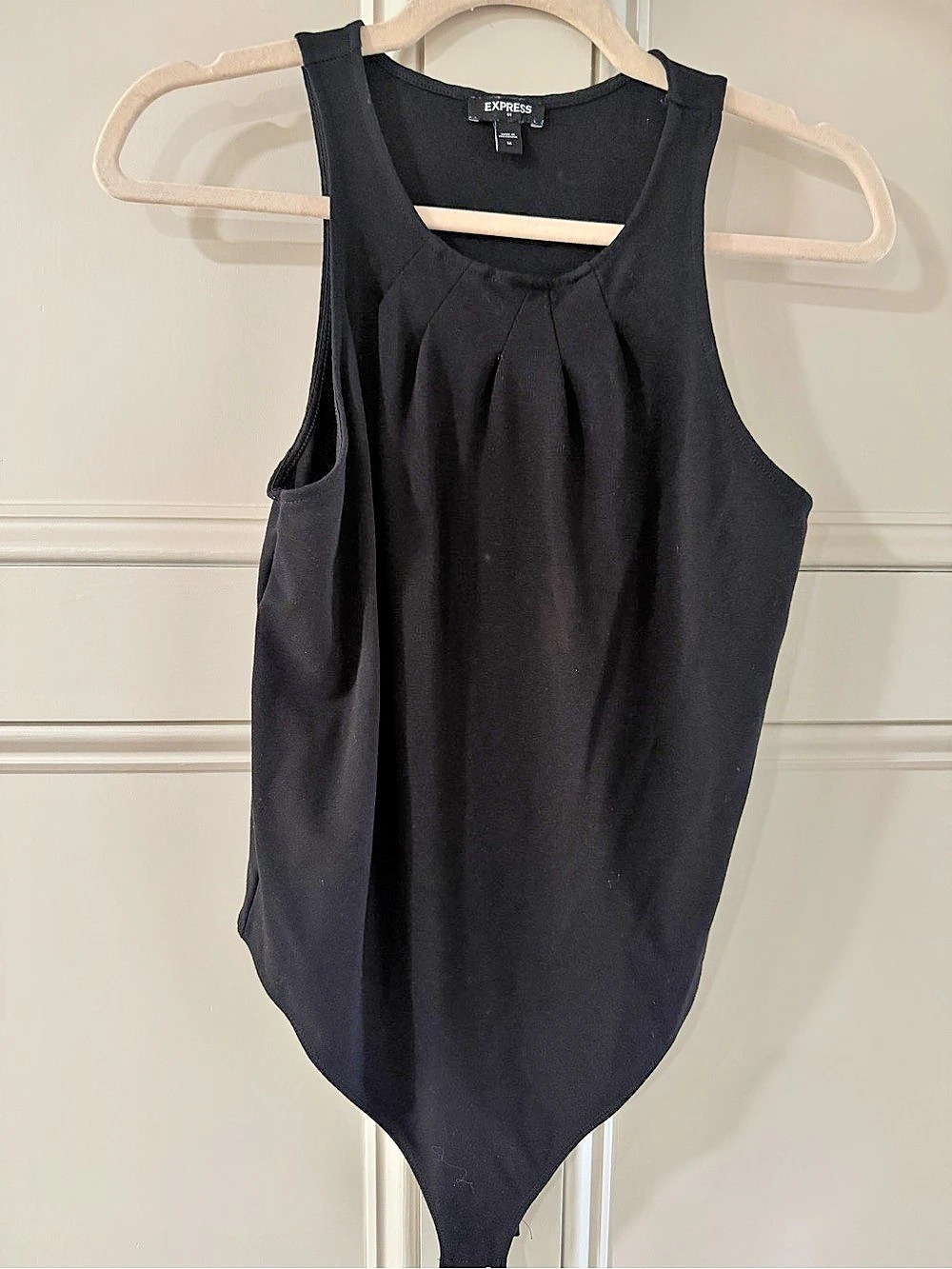 Express Black Pleated Bodysuit Size Medium Like New